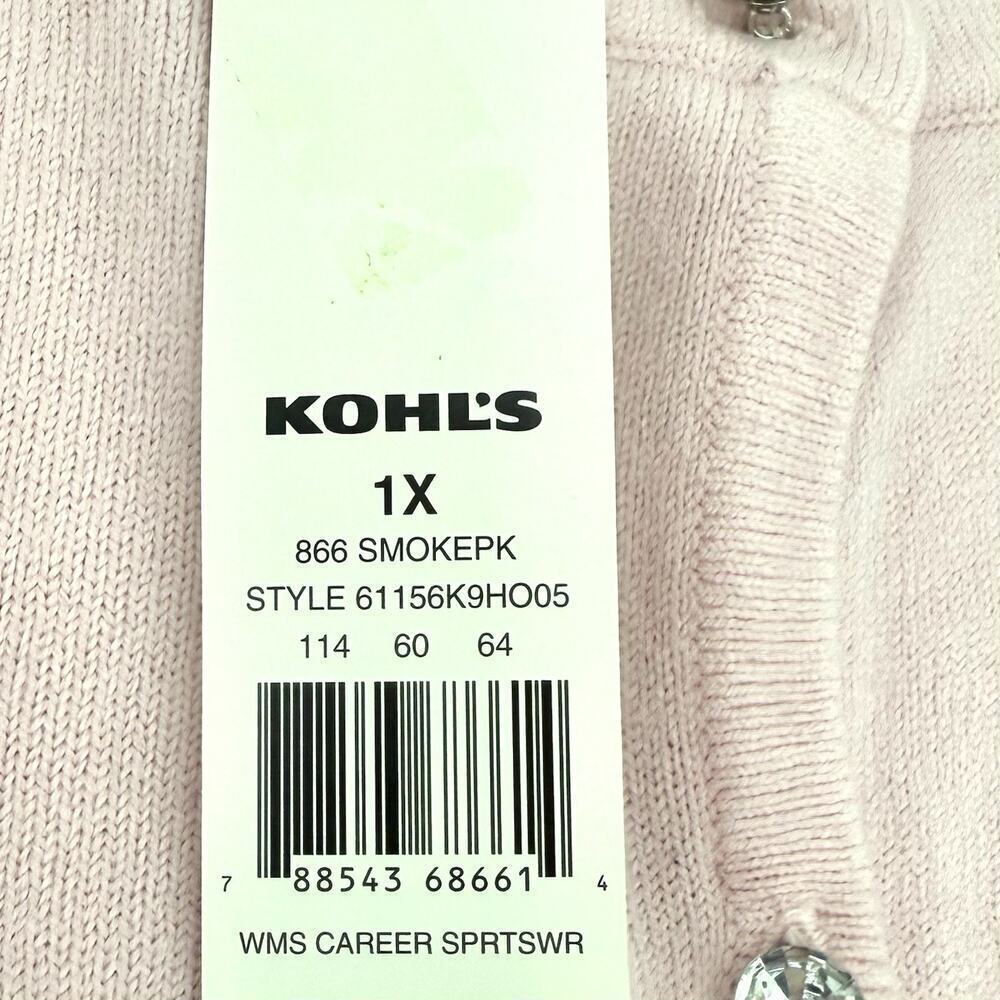 Apt. 9 Smoky Pink Long Sleeve Jewel Button Front Cardigan Womens Sweater Size 1X - Picture 5 of 10